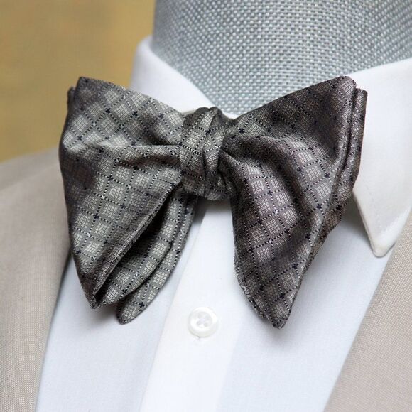 Men's Self-tied Bow Tie 100%Silk Big Butterfly Grey Ornament S661 - Picture 9 of 16